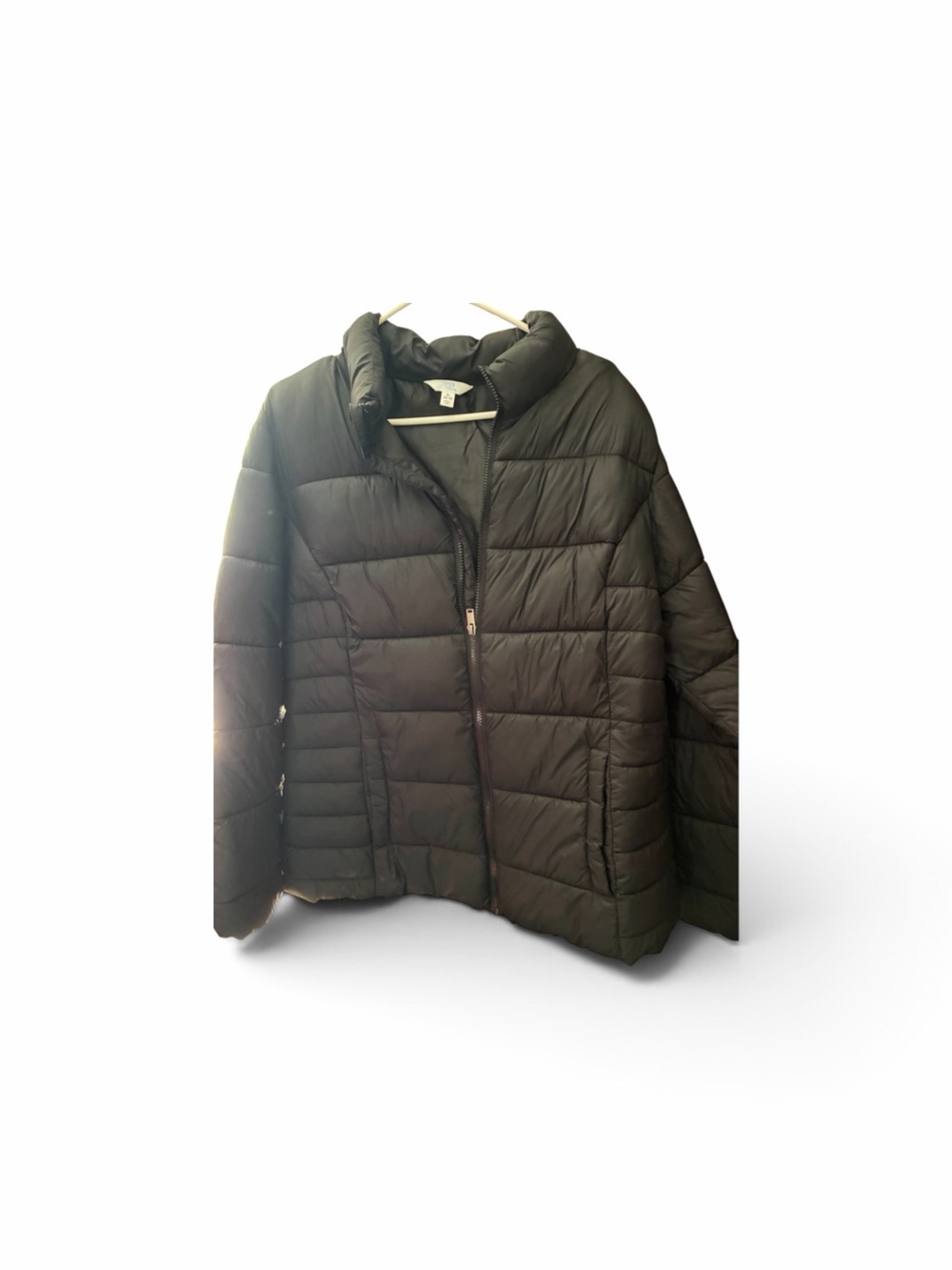 Time and Tru Olive Quilted Puffer Jacket - Men's Lightweight Packable Coat